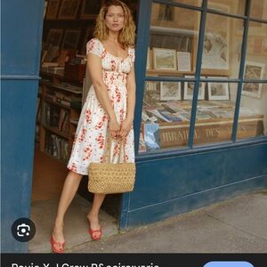 J. Crew Rogue Floral Midi Dress in Red and Cream